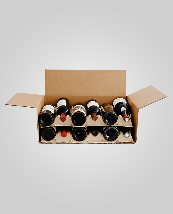 Cardboard wine box 12-pack layflat